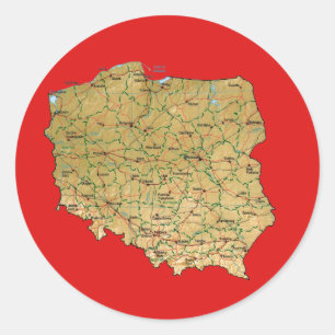 Redonda Pegatina del mapa de Polonia