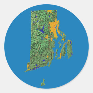 Redonda Pegatina del mapa de Rhode Island