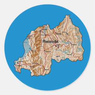 Redonda Pegatina del mapa de Ruanda
