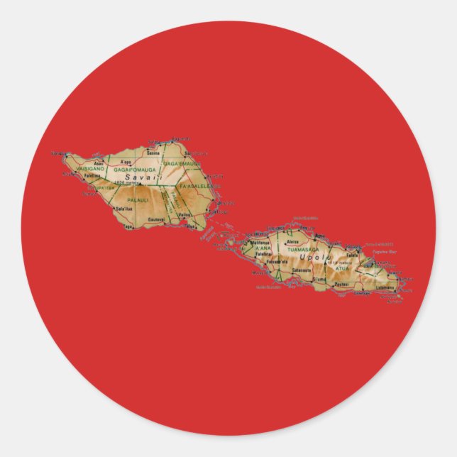 Redonda Pegatina del mapa de Samoa (Anverso)