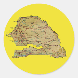Redonda Pegatina del mapa de Senegal
