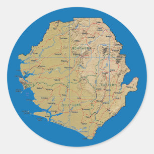 Redonda Pegatina del mapa de Sierra Leona