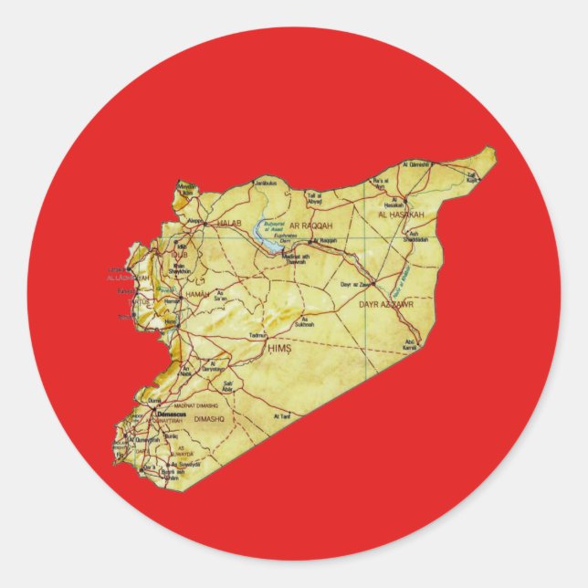Redonda Pegatina del mapa de Siria (Anverso)
