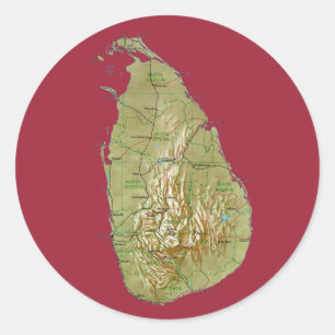 Redonda Pegatina del mapa de Sri Lanka
