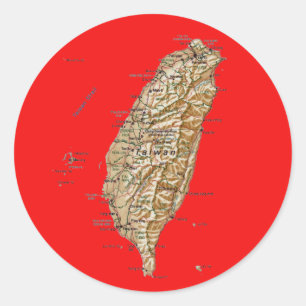 Redonda Pegatina del mapa de Taiwán