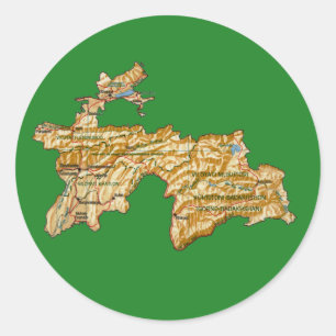 Redonda Pegatina del mapa de Tayikistán