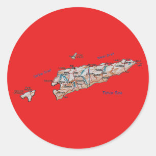 Redonda Pegatina del mapa de Timor Oriental