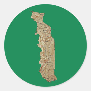 Redonda Pegatina del mapa de Togo