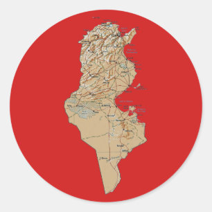 Redonda Pegatina del mapa de Túnez