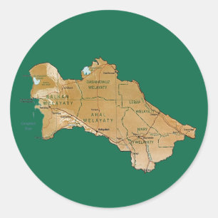 Redonda Pegatina del mapa de Turkmenistán