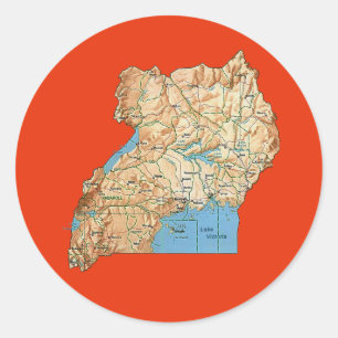 Redonda Pegatina del mapa de Uganda