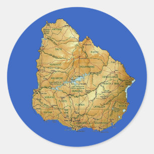 Redonda Pegatina del mapa de Uruguay