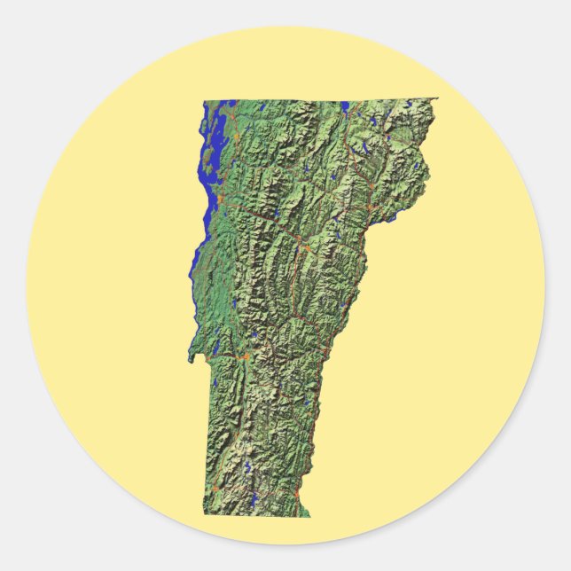 Redonda Pegatina del mapa de Vermont (Anverso)