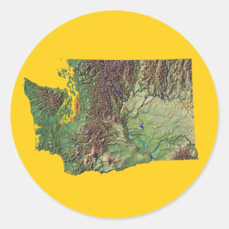 Redonda Pegatina del mapa de Washington