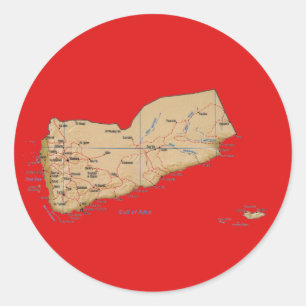 Redonda Pegatina del mapa de Yemen