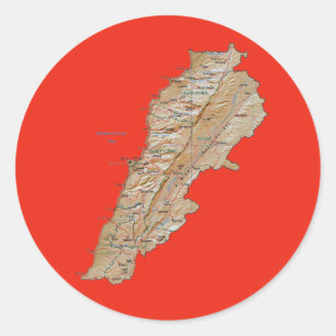 Redonda Pegatina del mapa del Líbano
