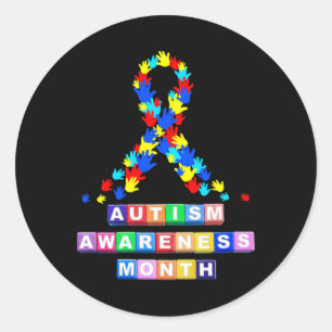 Redonda Pegatina del Mes de Conciencia del Autismo