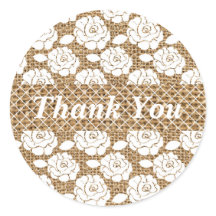 Pegatina del Monograma de Burlap y Lace