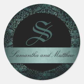 Redonda Pegatina del monograma de la Luna Nueva