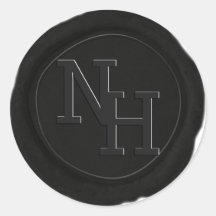 Pegatina del monograma de sellado de cera gris osc