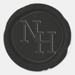 Redonda Pegatina del monograma de sellado de cera gris osc