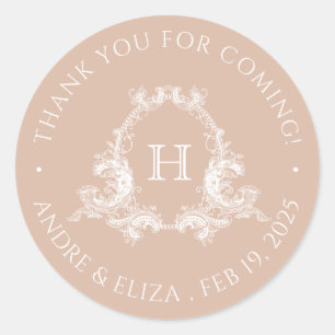 Redonda Pegatina del Monograma del Escudo Real del Barroco