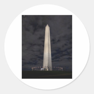 Redonda Pegatina del Monumento a Washington por la Noche