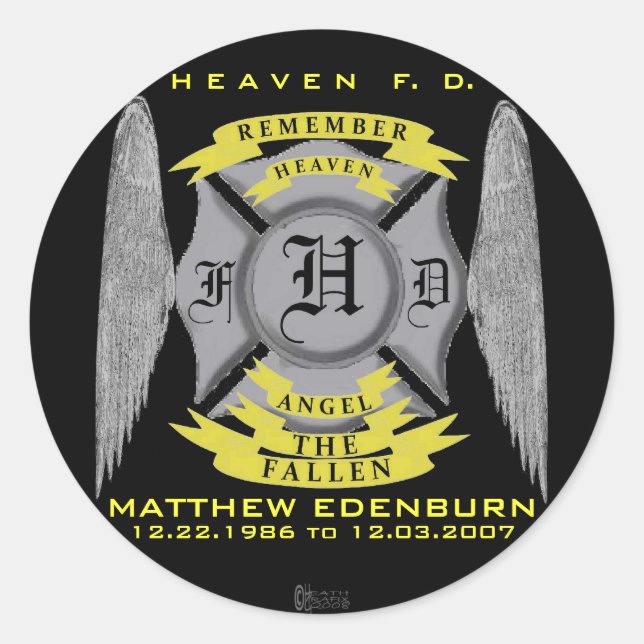 REDONDA PEGATINA DEL MONUMENTO DE MATTHEW EDENBURN (Anverso)