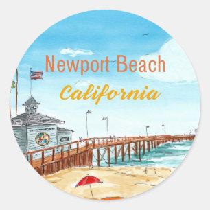 Redonda Pegatina del Muelle de Newport Beach