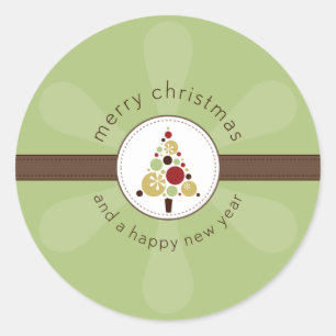 Redonda PEGATINA DEL NAVIDAD:: árbol manchado moderno 2