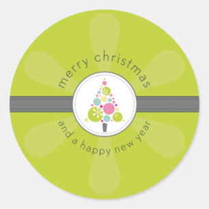 Redonda PEGATINA DEL NAVIDAD:: árbol manchado moderno 3