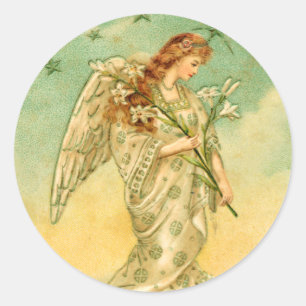 Redonda Pegatina del navidad del ángel del Victorian