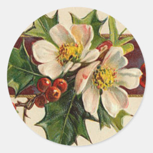 Redonda Pegatina del navidad del Dogwood del Victorian