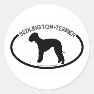 Redonda Pegatina del negro de la silueta de Bedlington