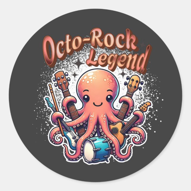 Redonda Pegatina del Octo Rock Music Octopus (Anverso)