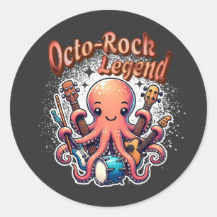 Redonda Pegatina del Octo Rock Music Octopus