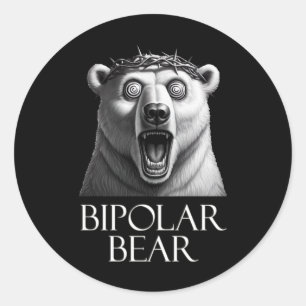 Redonda Pegatina del oso bipolar1