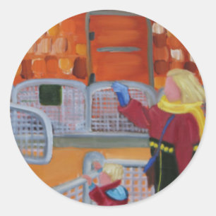 REDONDA PEGATINA DEL PARQUE ZOOLÓGICO DE MOTHER/CHILD