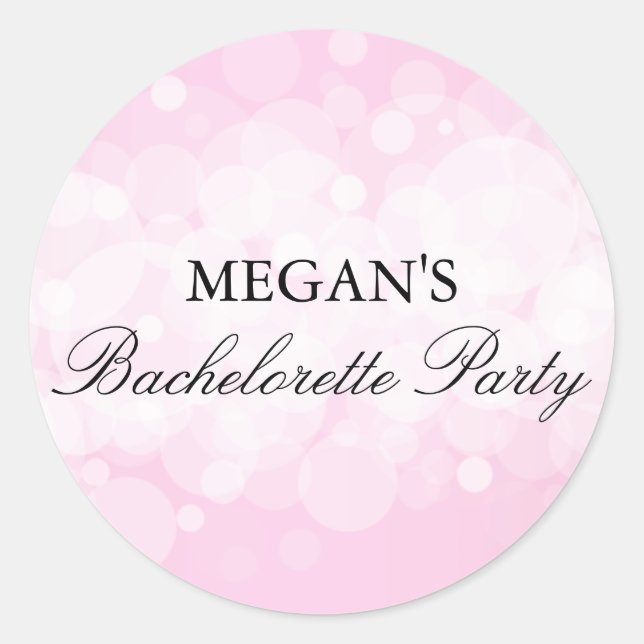 Redonda Pegatina del partido Bachelorette Rosa Confetti (Anverso)