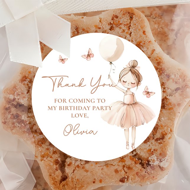 Redonda Pegatina del partido de cumpleaños Ballerina (Subido por el creador)