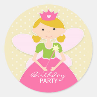 Redonda Pegatina del partido de cumpleaños de la princesa