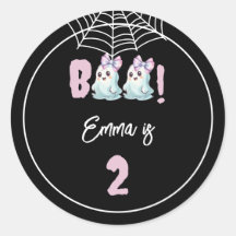 Pegatina del partido de cumpleaños Halloween chica