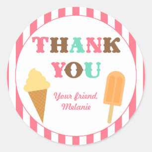 Redonda Pegatina del partido de cumpleaños Ice Cream
