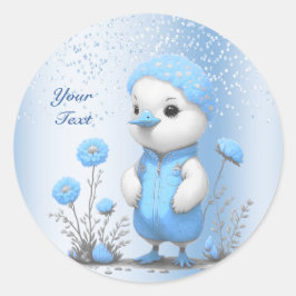 Redonda Pegatina del pato azul