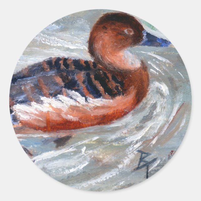 Redonda Pegatina del pato nadando (Anverso)