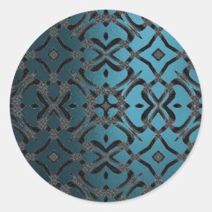 Redonda Pegatina del patrón de encaje de MVB X - Azul metá