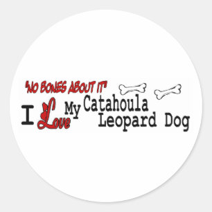 Redonda Pegatina del perro leopardo de Catahoula (I love)