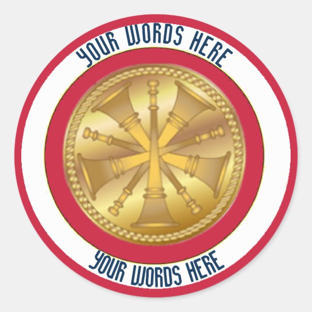 Redonda Pegatina del Personalizado de Medallón Bugle 5 (Anverso)