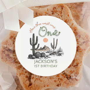 Redonda Pegatina del primer cumpleaños del desierto del Oe