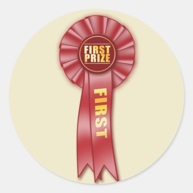 Redonda pegatina del primer premio de rosette rojo (Anverso)